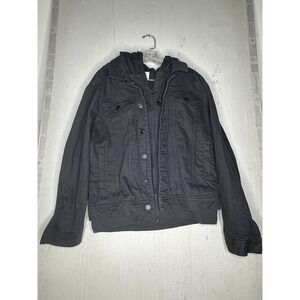 Sun + Stone Black Hoodie Denim Jacket | Tagged Size: XL